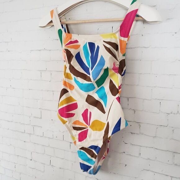 Tabitha Brown For Target One Piece Swim Suit Size XXS Cheeky White Leaves NWOT - Picture 3 of 8